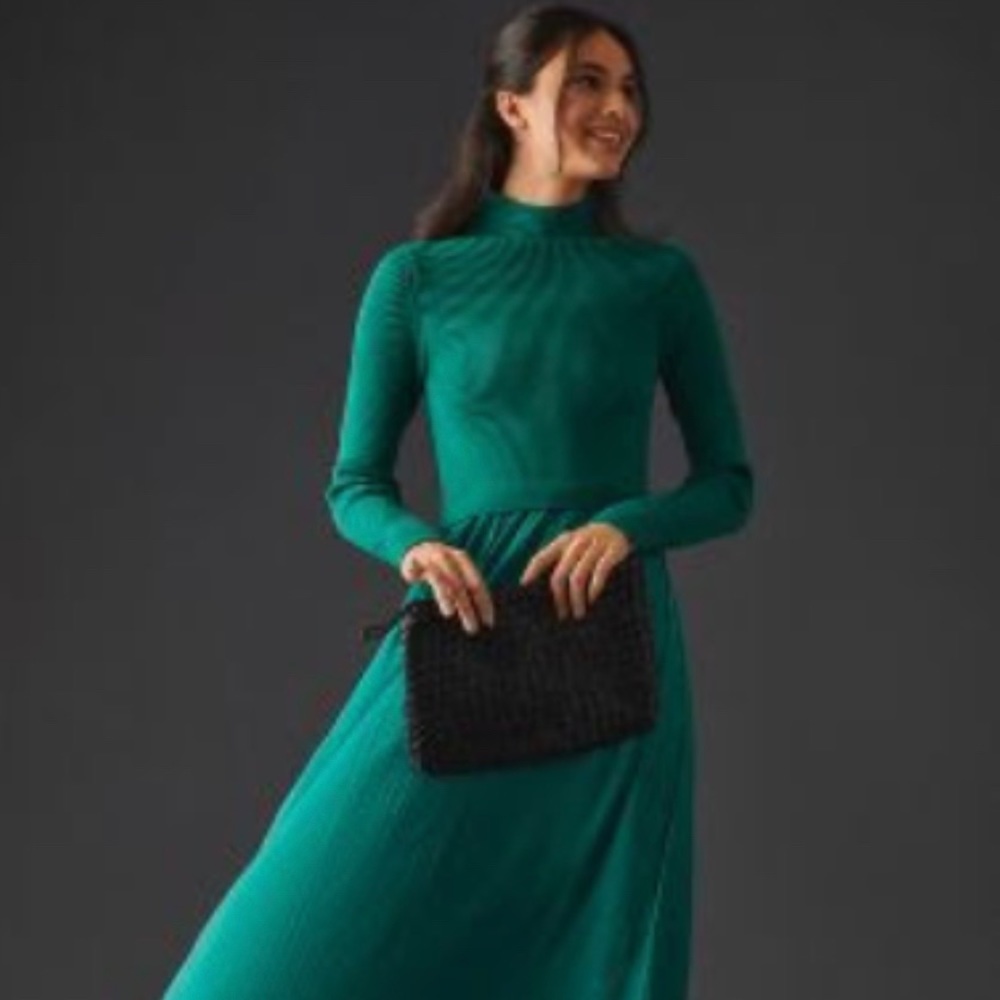 Anthropologie Twofer sweater dress NWT green Medium